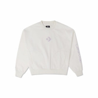 Converse 纯色简约针织圆领套头卫衣 女款 白色 10025516-A01