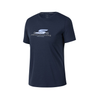 Skechers 运动系列 字母圆领套头短袖T恤 女款 海蓝 P223W014-02MZ