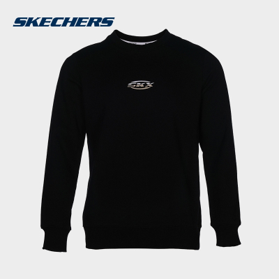 斯凯奇(SKECHERS) 斯凯奇新款男女时尚复古撞色印花情侣针织套头运动卫衣 P122U003-0018