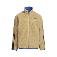 adidas 童装 三条纹拼色立领长袖双面穿绒感外套 男童 卡其 HM7170