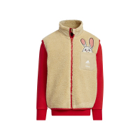 adidas x Disney 联名款 童装 拼接撞色Logo字母印花图案二合一套头卫衣 男童 红色 IB7752