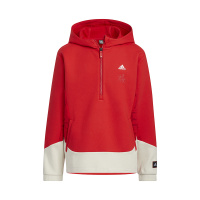 adidas 童装 连帽拼色摇粒绒半开领休闲卫衣 男童 红色 IP6994