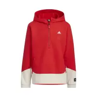 adidas 童装 连帽拼色摇粒绒半开领休闲卫衣 男童 红色 IP6994