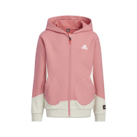 adidas 童装 Logo印花拉链连帽夹克外套 男童女童 粉色 IP6998