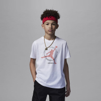 耐克Jordan 童装 字母Logo图案印花圆领短袖T恤 男童 白色 FQ1039-100