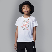 耐克Jordan 童装 Official Member 字母Logo印花圆领短袖T恤 男童 白色 FQ1040-100