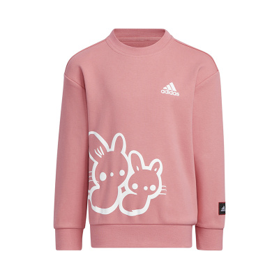 adidas 童装 卡通印花圆领套头卫衣 男童女童 粉色 IP7009