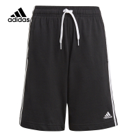 adidas 童装 撞色条纹Logo训练运动短裤 男童 黑色 GN4007