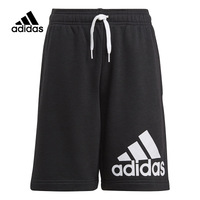 adidas 童装 休闲运动针织Logo短裤 男童 黑色 GN4018