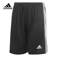 adidas 童装 Logo松条纹直筒短裤 男童 黑色 GN5767