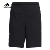 adidas 童装 三条纹Logo印花松紧腰宽松短裤 男童 黑色 GP0807