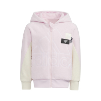 adidas 童装 Logo印花图案拉链连帽夹克外套 女童 粉色 HM5203