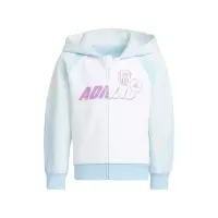adidas 童装 Lg In Kn Jacket 胸前字母印花拉链连帽夹克外套 女童 浅蓝色 HM5217