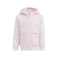 adidas 童装 品牌Logo印花可拆卸衣袖连帽夹克外套 女童 粉色 HM9620