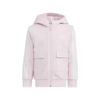 adidas 童装 品牌Logo印花可拆卸衣袖连帽夹克外套 女童 粉色 HM9620