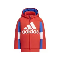 adidas 童装 拼色大Logo印花连帽羽绒服 男童 红色 HM9690