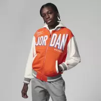 耐克Jordan 童装 字母Logo图案印花针织夹克外套 男童 灯草橙 FJ6406-891