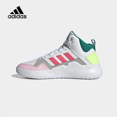 adidas neo PLAY9TIS 2.0 女款 轻便舒适 运动休闲鞋白粉绿 EG5703