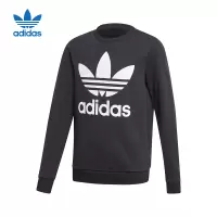 adidas originals三叶草 童装 大Logo印花运动套头卫衣 男童 黑色 ED7797