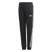 adidas SS22 童装 纯色条纹Loo运动卫裤 男童女童 黑色 GE0947