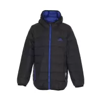 adidas 童装 Logo印花拉链连帽羽绒服 冬季 男童 黑色 H40326