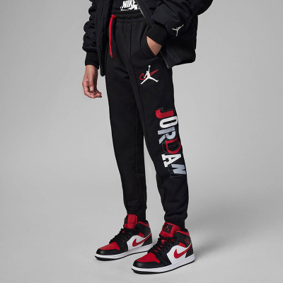 耐克Jordan 童装 字母Logo印花系绳束脚运动裤 男童女童 黑色 FJ6560-010