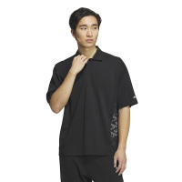 adidas Tech Polo Shirt 字母图案印花户外速干运动短袖Polo衫 男款 黑色 IC4421