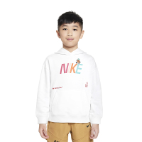Nike 童装 品牌Logo印花口袋连帽卫衣 男童 白色 FJ9701-121
