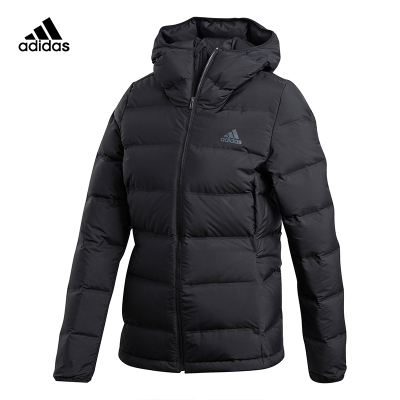 adidas 户外防寒保暖连帽羽绒服外套 女款 黑色 BQ1935