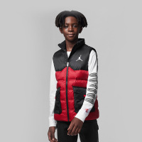 耐克Jordan 童装 品牌Logo纯色拉链立领马甲 男童 红色 FB1673-687