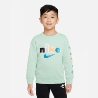 Nike 童装 字母品牌Logo印花加绒圆领卫衣 男童女童 浅绿色 FB9278-308