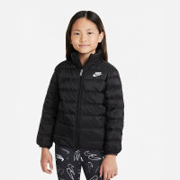 Nike 童装 纯色Logo印花拉链加绒加厚保暖羽绒服 男童女童 黑色 FB0061-010