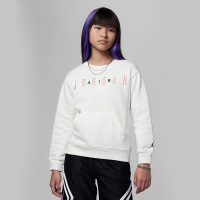 耐克Jordan 童装 字母Logo纯色口袋圆领卫衣 女童 白色 FD9273-133