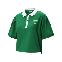 PUMA 拼色Logo印花短袖Polo衫 女款 绿色 537509-86