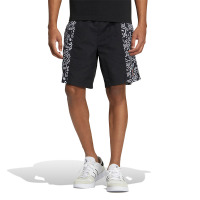 adidas neo 几何图案印花跑步训练运动短裤 男款 黑色 HD7257