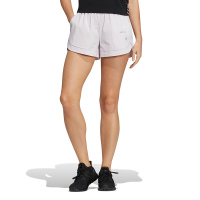 adidas 纯色透气健身运动短裤 女款 粉白色 HE9953
