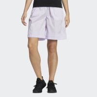 adidas 休闲拉绳腰身拼接运动短裤 女款 浅紫色 HE9956