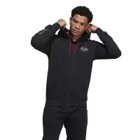 adidas 袖侧字母印花篮球运动连帽夹克外套 男款 黑色 HH8945