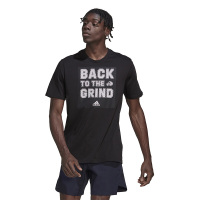 adidas 字母印花休闲透气运动圆领短袖T恤 男款 黑色 HI4734