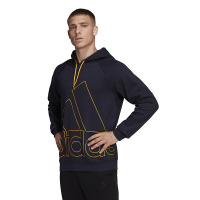 adidas M Big Lo Hd Fl Logo印花加绒保暖套头连帽卫衣 男款 蓝色 HB5092