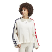 adidas 撞色Logo字母花卉印花长袖卫衣 女款 米色 IC8695