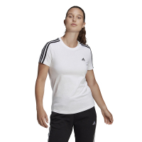 adidas W 3s T 三条纹运动圆领合身直筒短袖T恤 女款 白色 GL0783