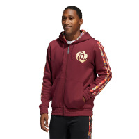 adidas 新春款 篮球运动连帽夹克外套 男款 棕红 HD7932