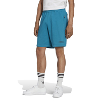adidas originals 纯色Logo标识运动直筒短裤 男款 水鸭绿 HR4217