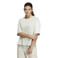 adidas originals SS23 Adibreak Tee 条纹印花运动短袖T恤 女款 亚麻绿色 HY4264