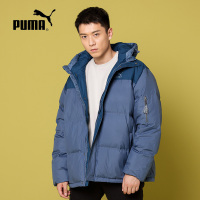 Puma 刺绣Logo拼色腰果花连帽羽绒服外套 男款 蓝色 534973-64