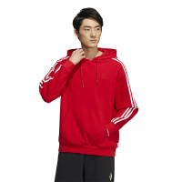 adidas neo CNY新年款 三条纹Logo印花连帽卫衣 男款 红色 IA6890