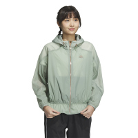 adidas 纯色拉链连帽夹克外套 女款 绿色 HY2828