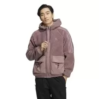 adidas St Boa Jacket 纯色品牌Logo刺绣三条杠连帽拉链夹克外套 男款 奇妙氧化红 HR4441