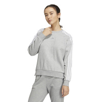 adidas Logo印花简约条纹运动圆领套头长袖卫衣 女款 灰色 HM7079